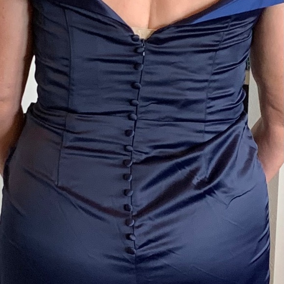 David's Bridal Bridesmaids dress Sz 14 Midnight Blue - Picture 2 of 3